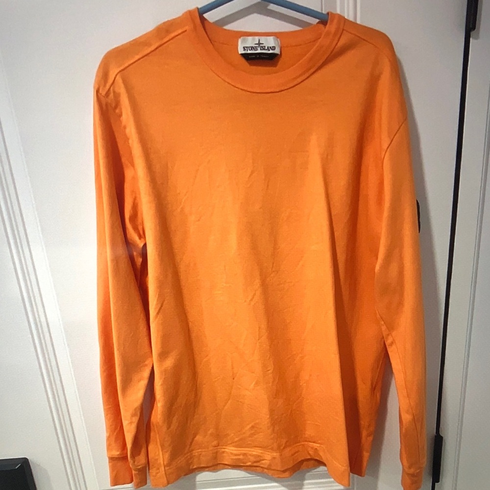 Stone Island Bright Orange Long-Sleeve Crewneck
